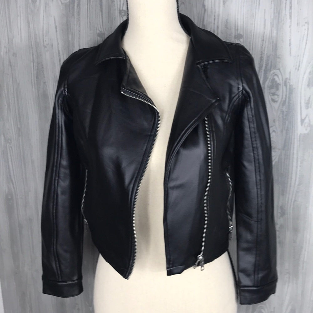 Kidpick 12 faux leather moto jacket